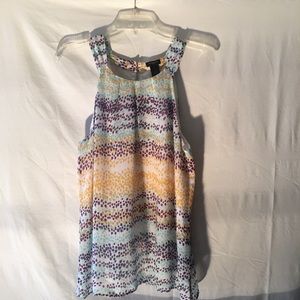 Ann Taylor Teal Purple and Yellow Sleeveless blouse  size 12